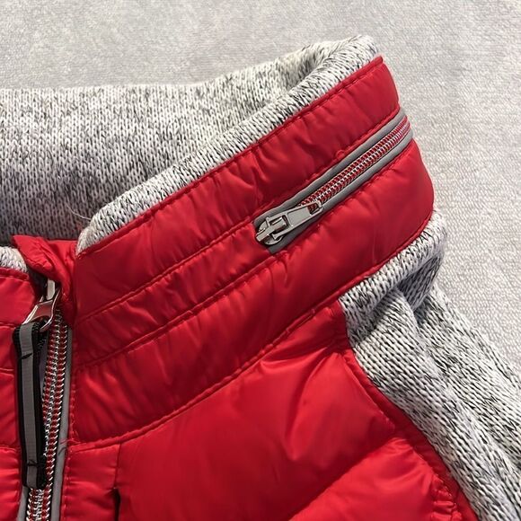Xersion Red and Gray Mixed Media Puffer Zip Up Jacket Size Medium - Picture 7 of 16